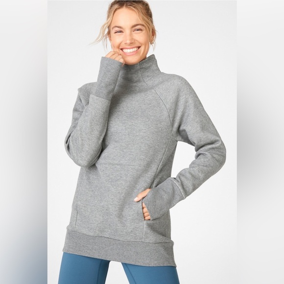 Fabletics Tops - Fabletics Grey Zaylee Funnel Neck Tunic Sweatshirt - Medium